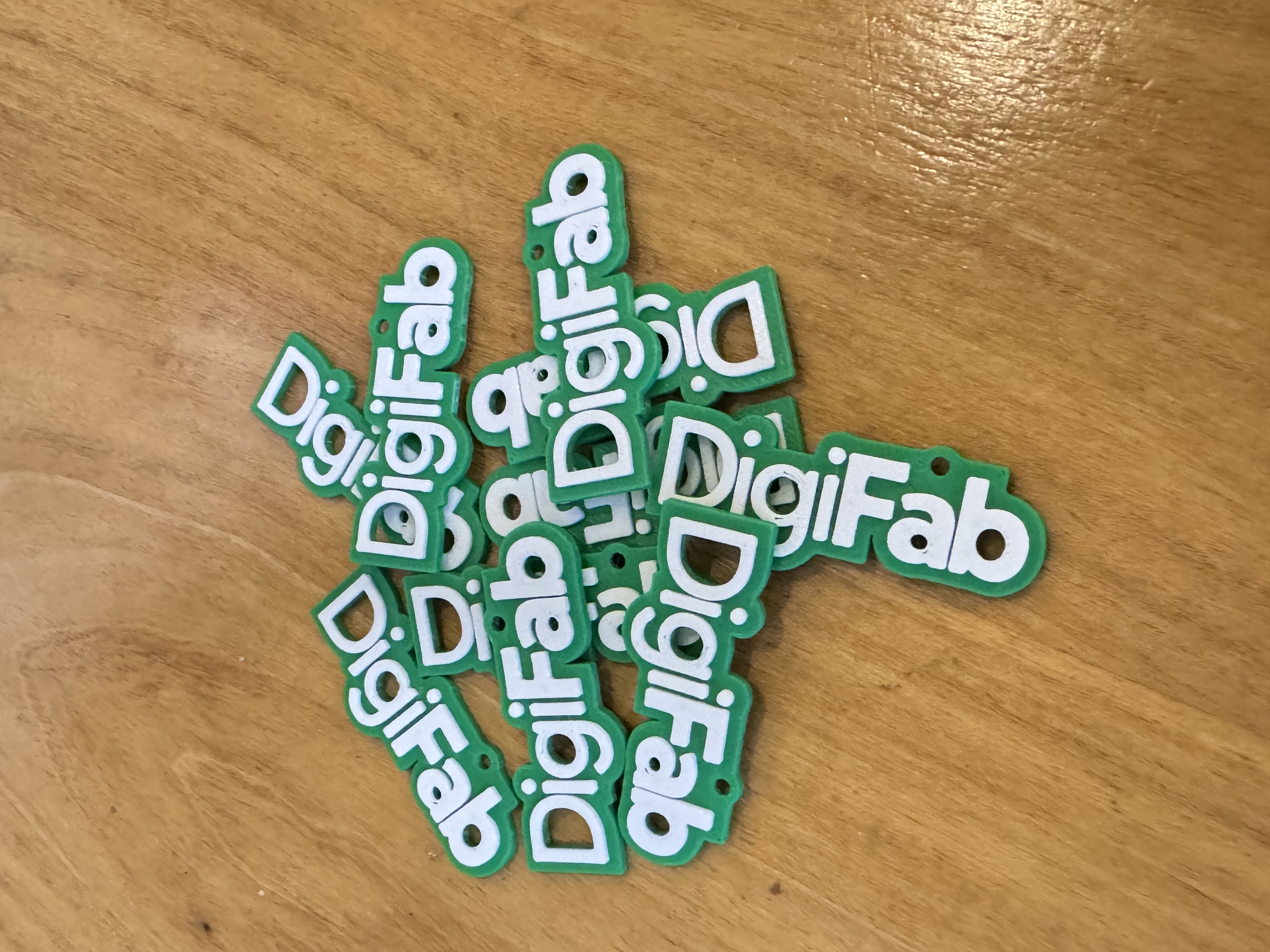 Llaveros personalizados con el logo de DigiFAB impresos en 3D